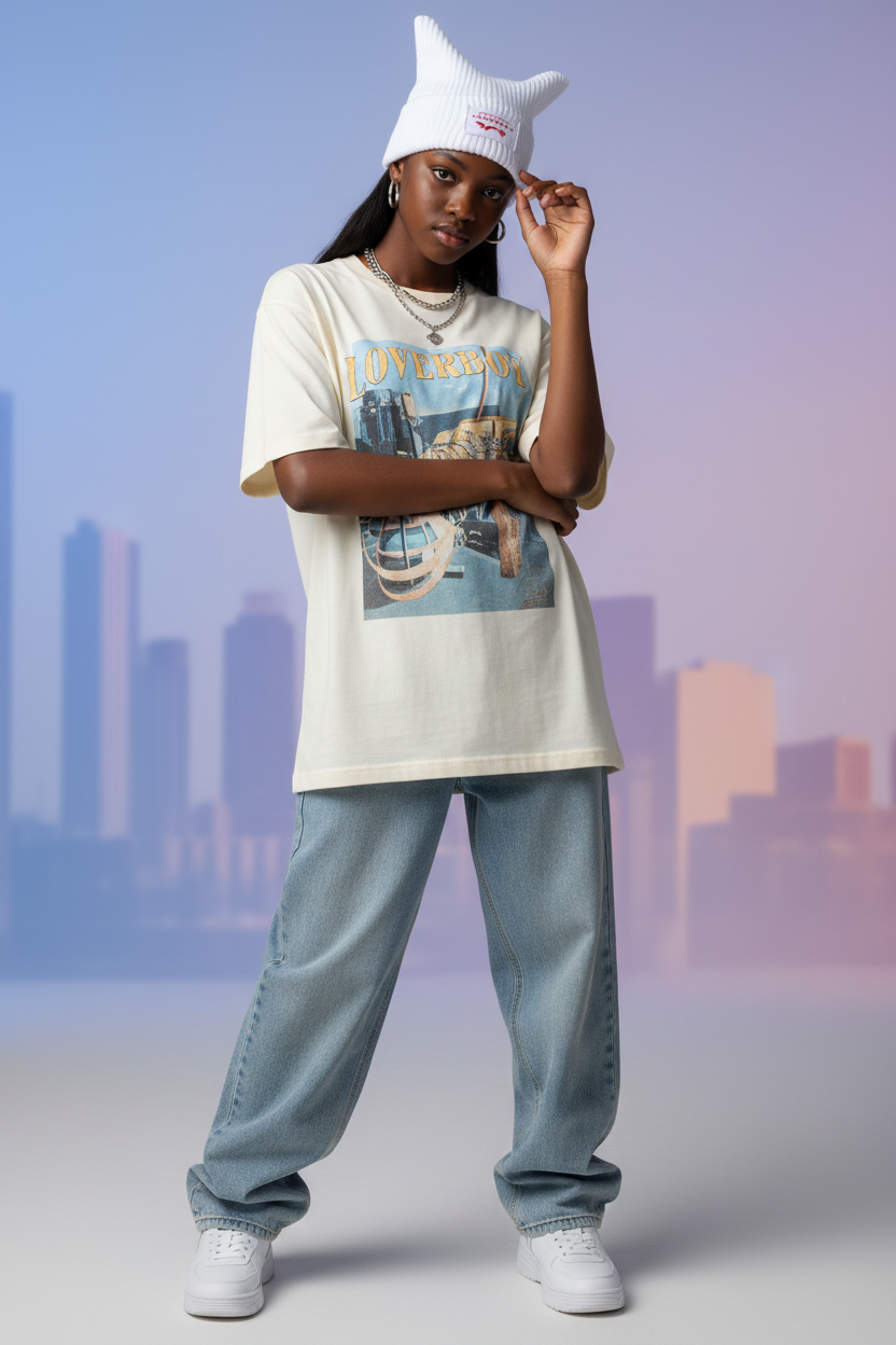 Studio Street — Black Teen Girl White Hat