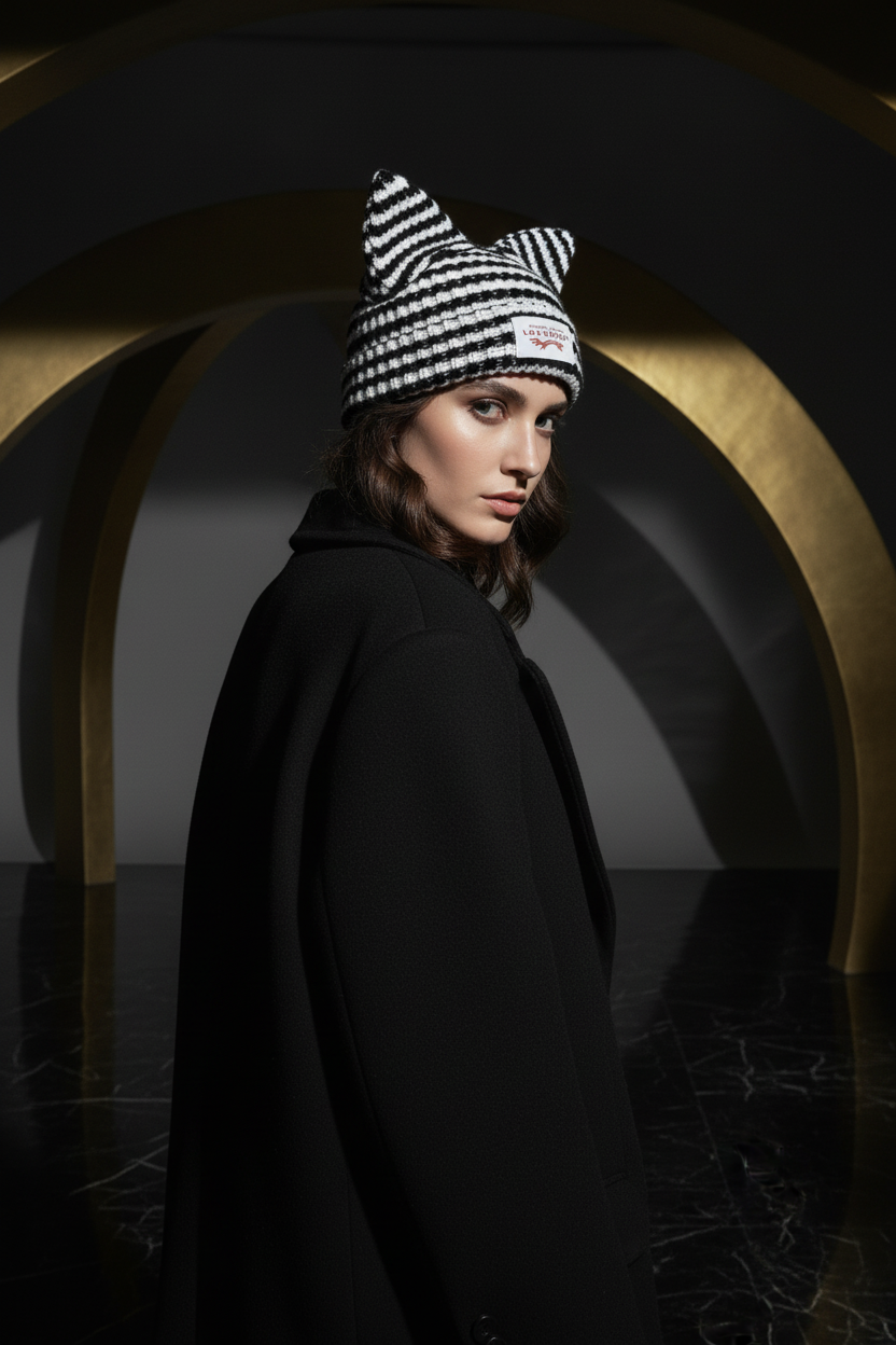 Cat-Ear Hat — White Female Over Shoulder