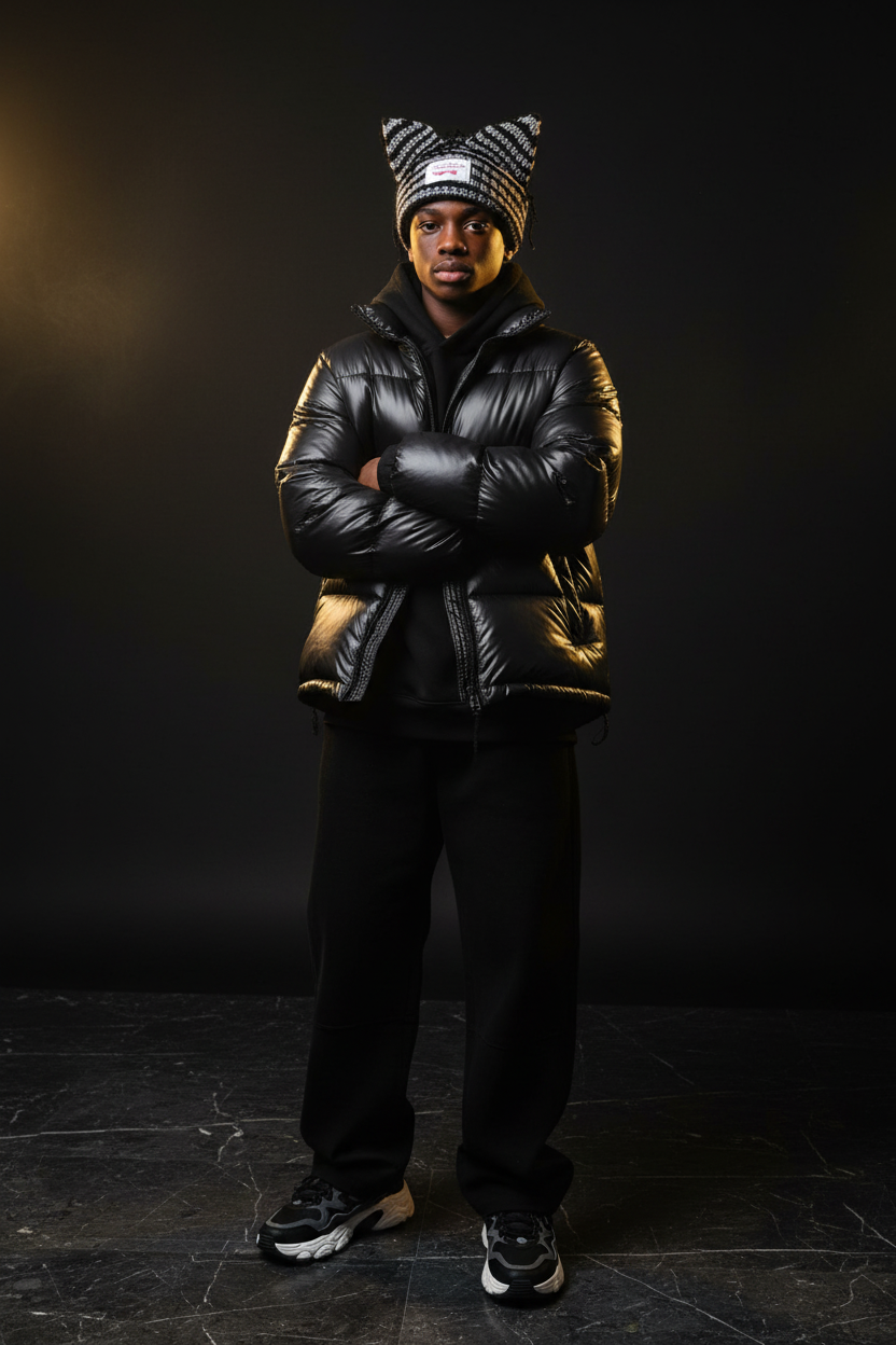 Dark Studio — Black Teen Boy Grey Crochet