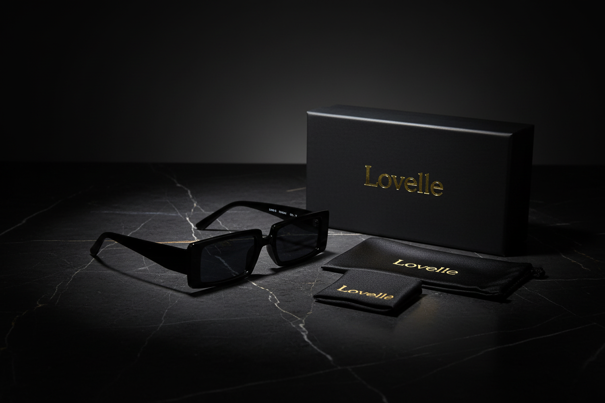 Lovelle Black Rectangle - Exact Glasses Premium Shot