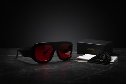 Lovelle Black Red Lens Shield - Premium Product Shot