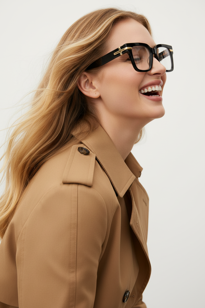 Lovelle Black Square Optical - Blonde Side Profile