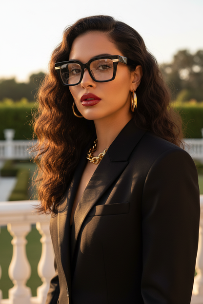 Lovelle Black Square Optical - Latina Golden Hour
