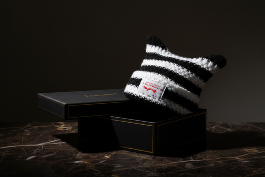 Lovelle™ Chunky Stripe Cat-Ear Hat & Packaging