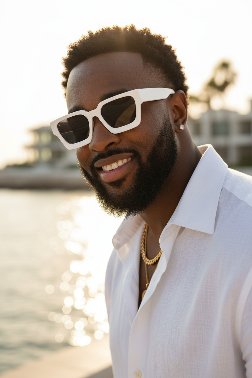 Lovelle White Square - African Male Golden Hour