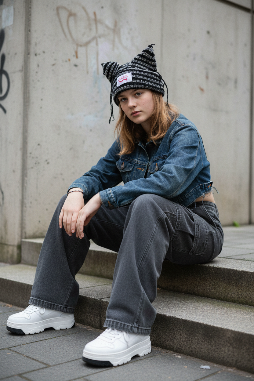Raw Street — White Teen Girl Grey Crochet