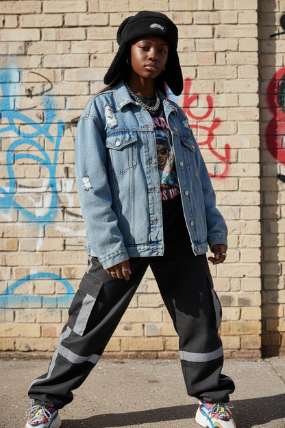 Street — Black Teen Girl Brick Wall