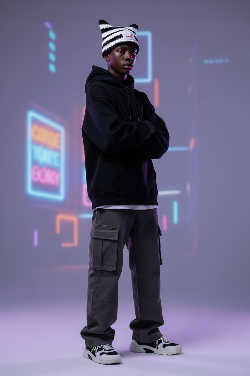 Studio Street — Black Teen Boy Chunky Stripe