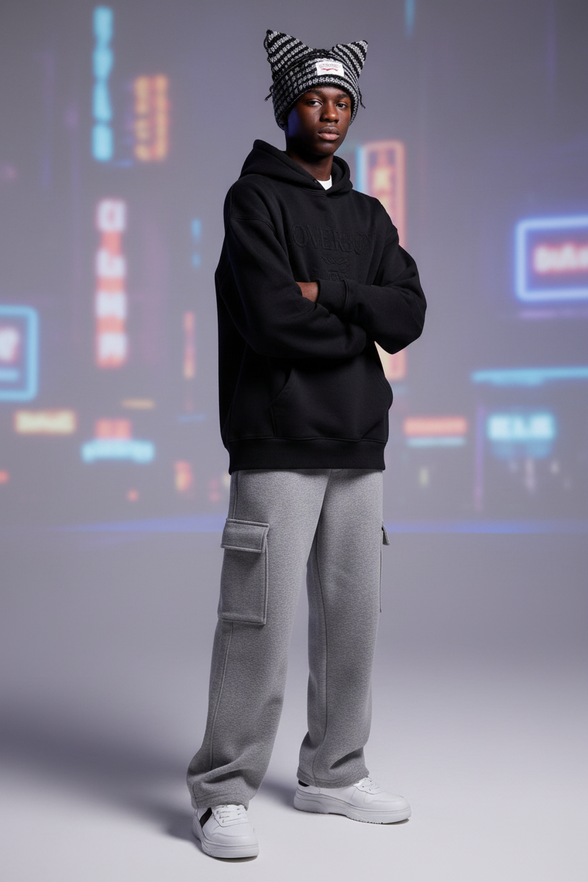 Studio Street — Black Teen Boy Grey Crochet