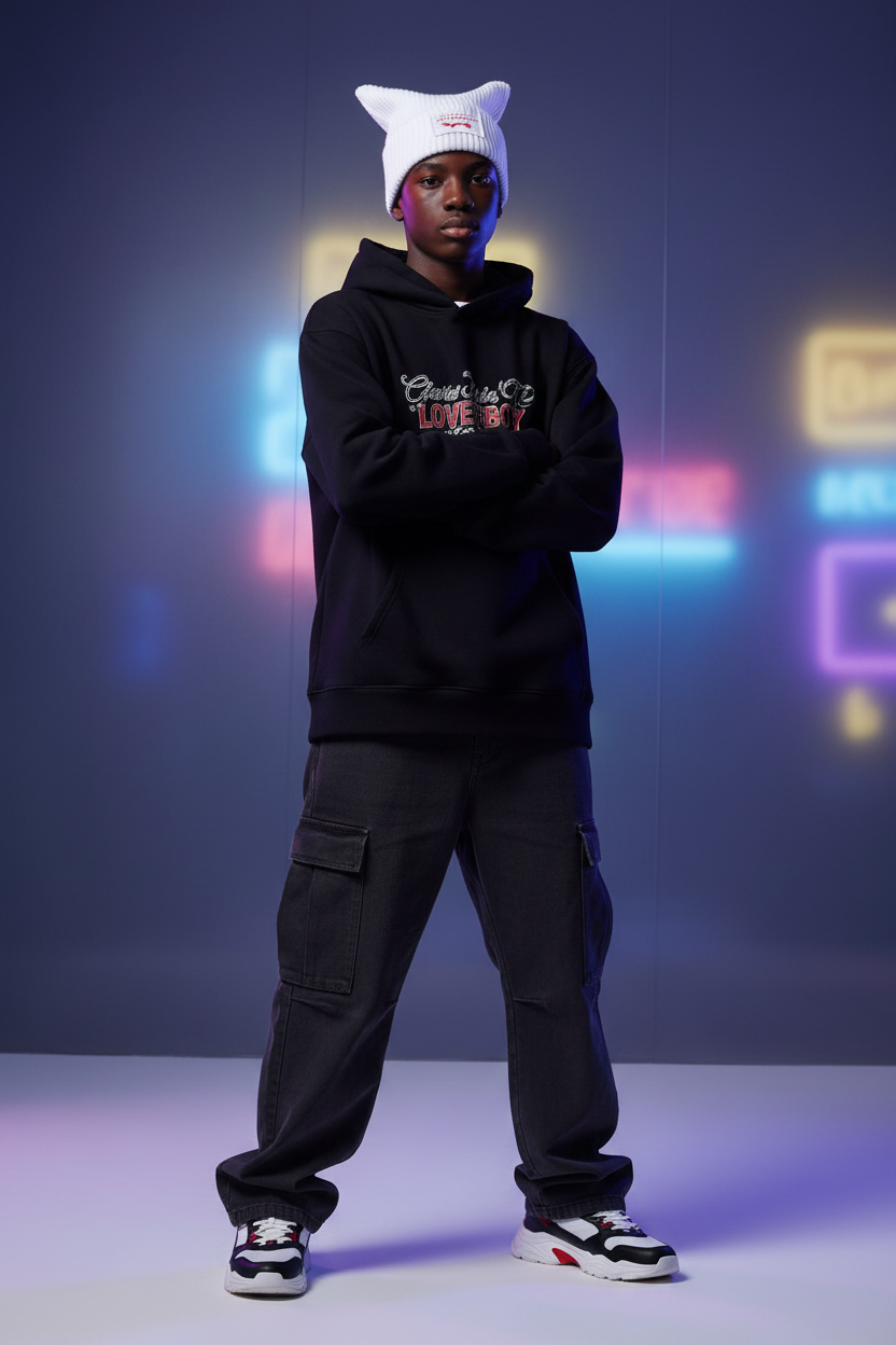 Studio Street — Black Teen Boy White Hat
